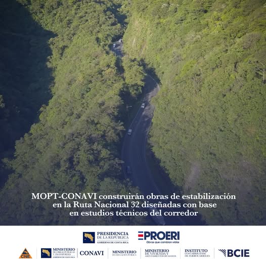 MOPT-CONAVI licita $11 millones para estabilizar taludes en la Ruta 32 (Braulio Carrillo)